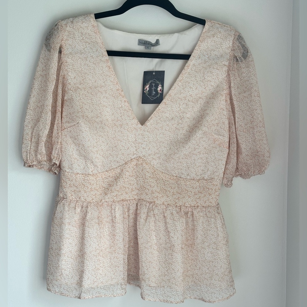 Wishlist Apparel Floral Puff Blouse NWT